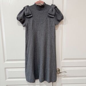 Gray Bow Mock Neck Dress